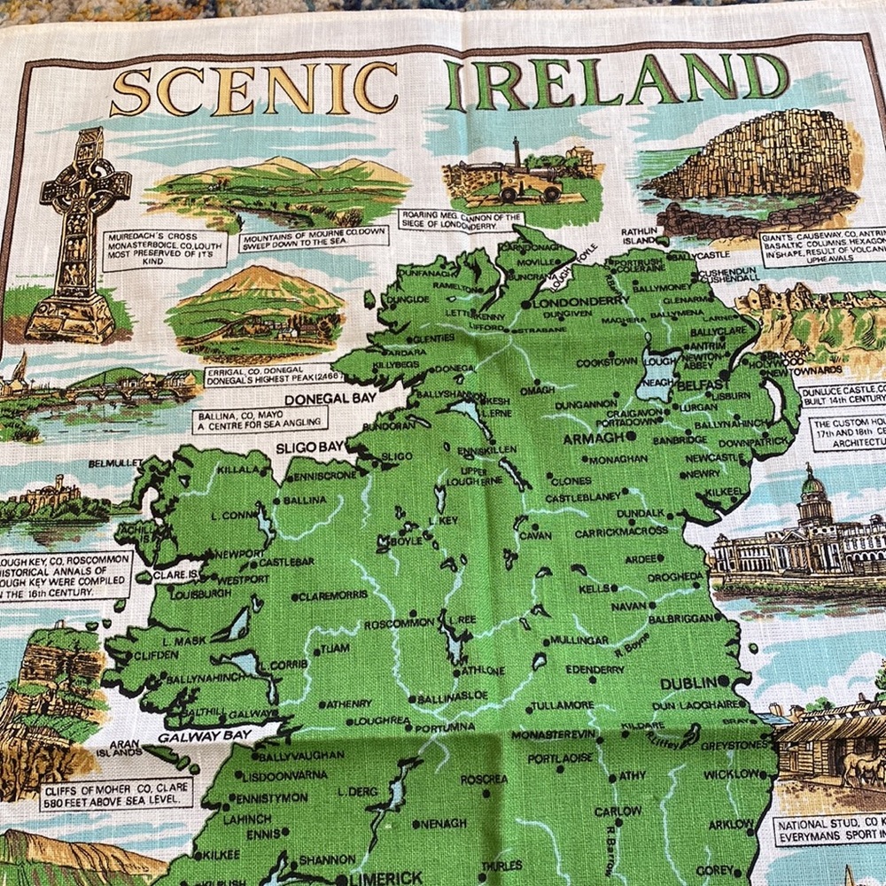 Vintage Irish Tea Towel Circa 1970